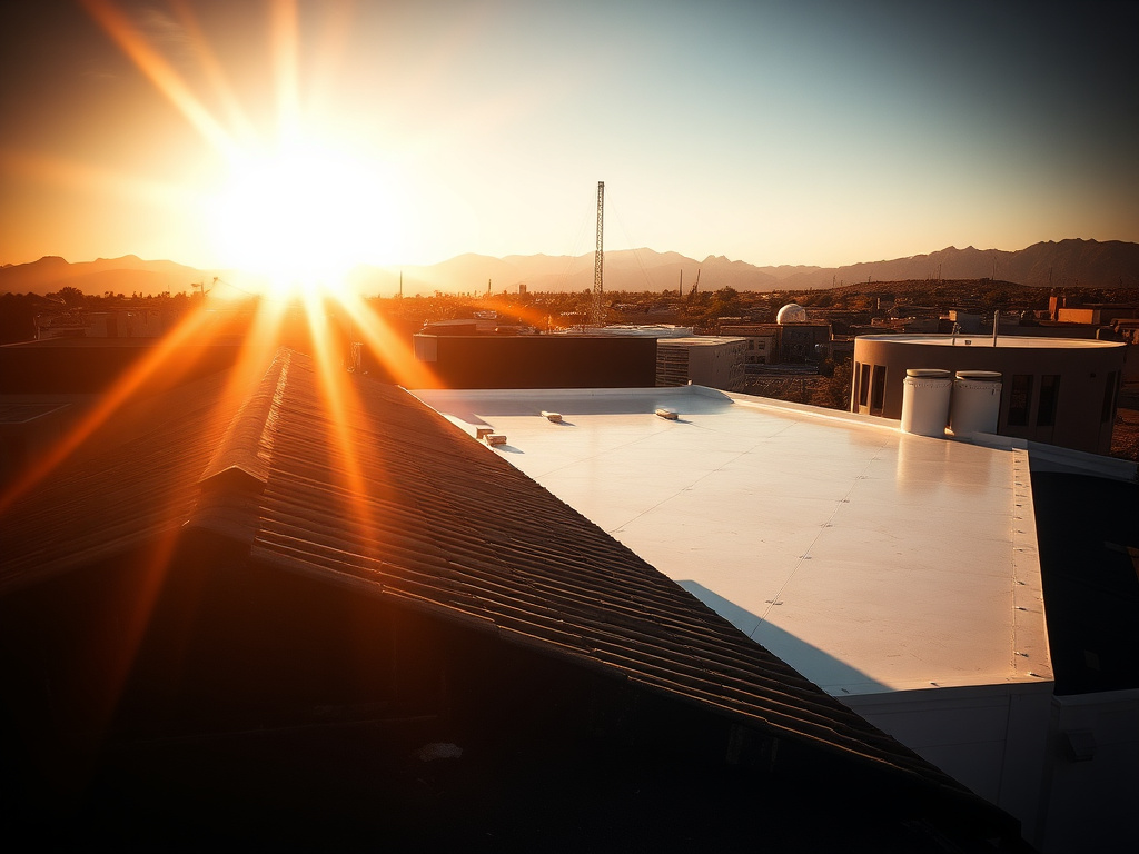 Reflective white cool-roof coating baking under intense Phoenix summer sun